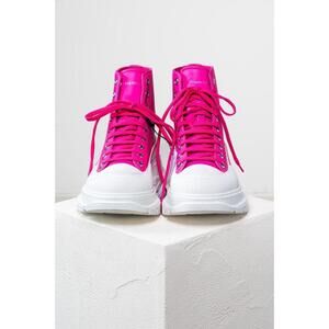Alexander McQueen Bright Pink Chunky Platform High Top Sneaker